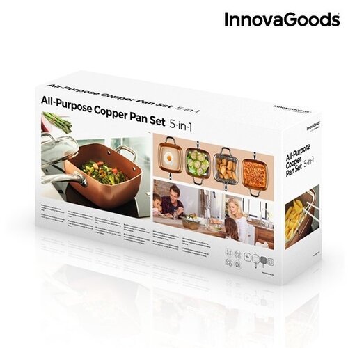 InnovaGoods Kitchen Cookware 5 in 1 daugiafunkcės keraminės keptuvės rinkinį (4 dalių)